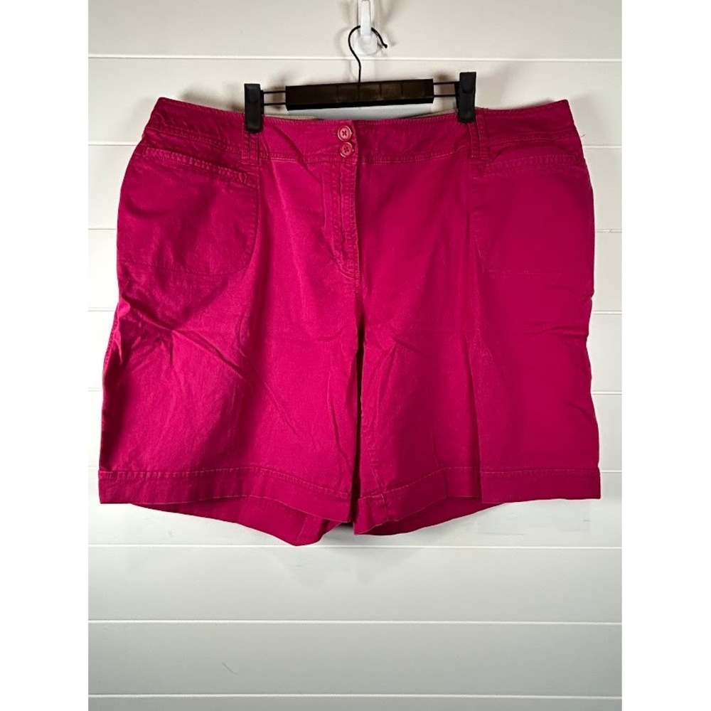 Avenue Signature Chino Shorts Womens 24 Pink Fuchsia Cotton Stretch Plus Size